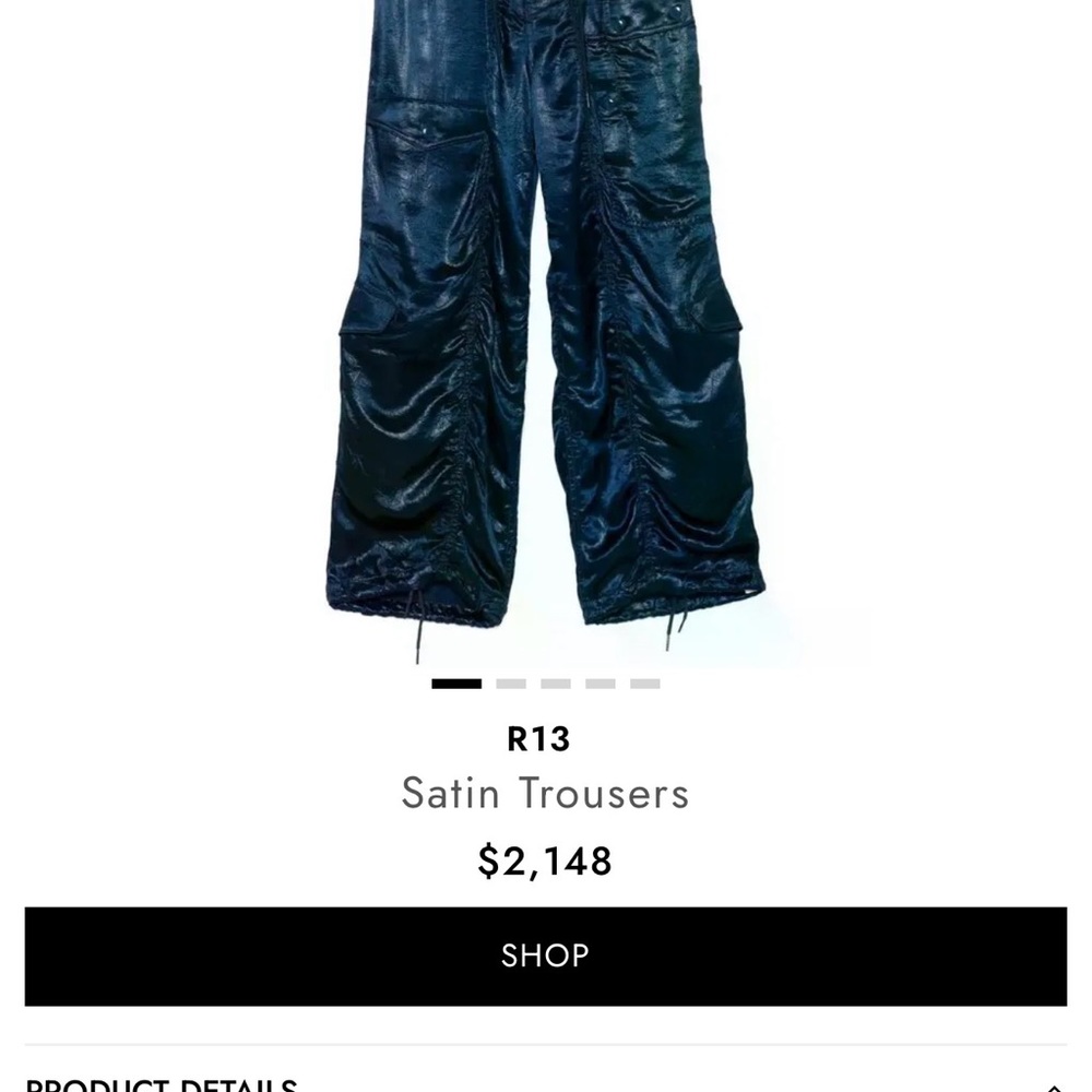 R13 Satin Trousers in Deep Blue
